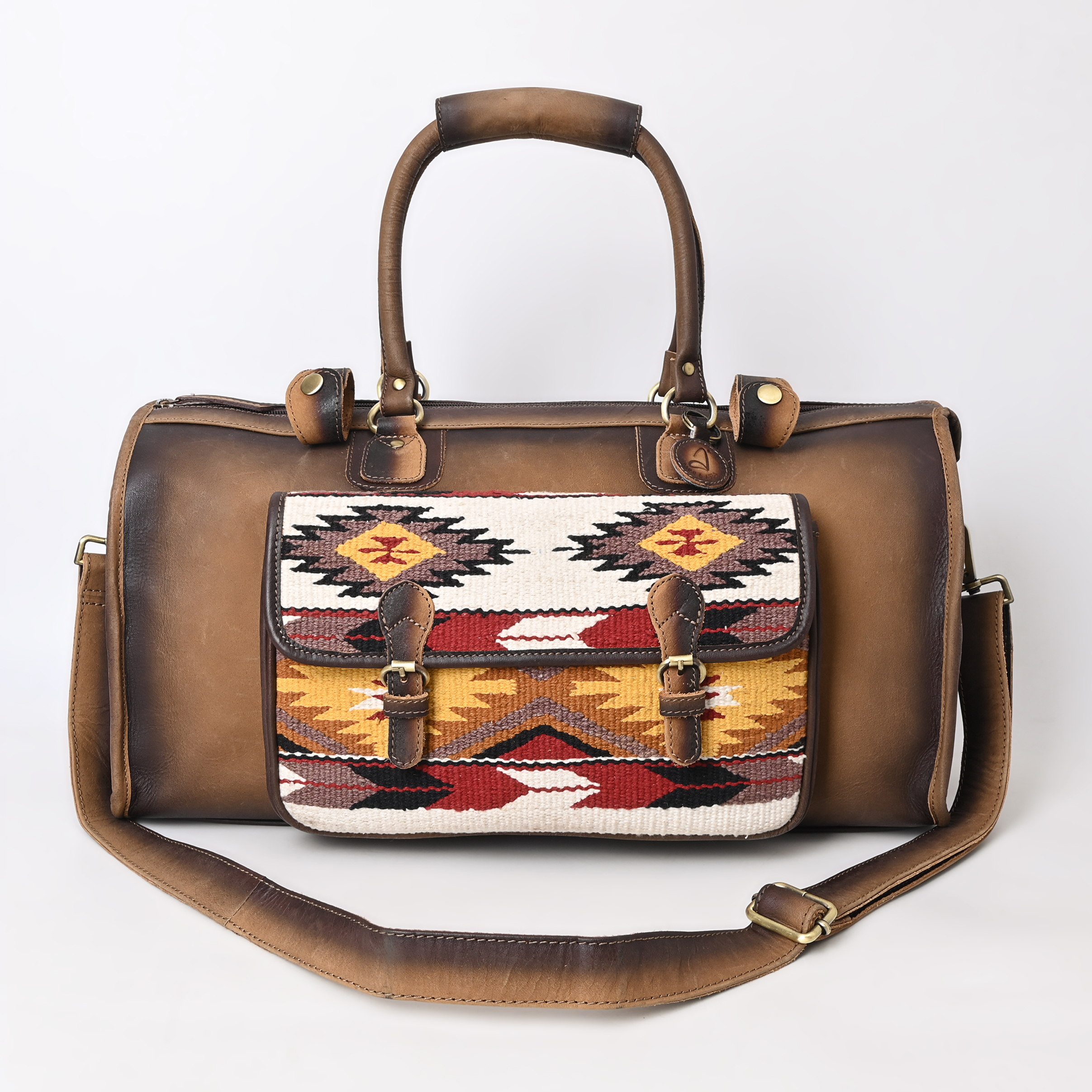 Copy of DSC_0733 copy The Heritage Laptop Messenger Bag | Genuine Oily Calf Leather with Tooled Floral Flap - Image 1