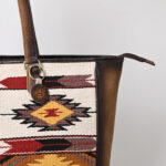 Rustic Handcrafted Genuine Leather and Woven Kilim Fabric Daypack Backpack with Padded Interior and Adjustable Straps - Image 2